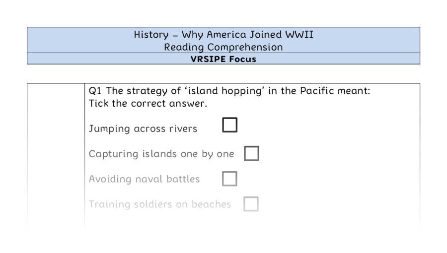 Why America Joined WWII - Reading Comprehension - VRSIPE Focus