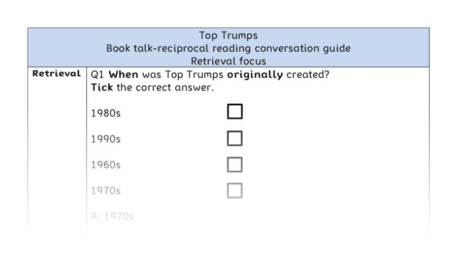 Reciprocal reading - retrieval - Top Trumps