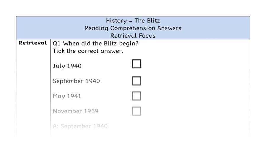 The Blitz - Reading Comprehension Answers - Retrieval Focus