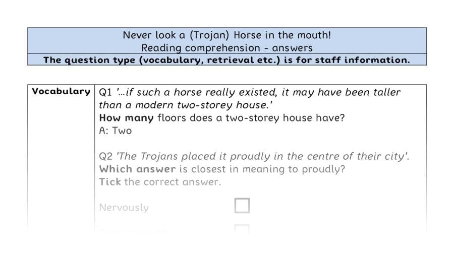 Reading comprehension - VRSIPE - Never look a (Trojan) Horse in the mouth! - answers
