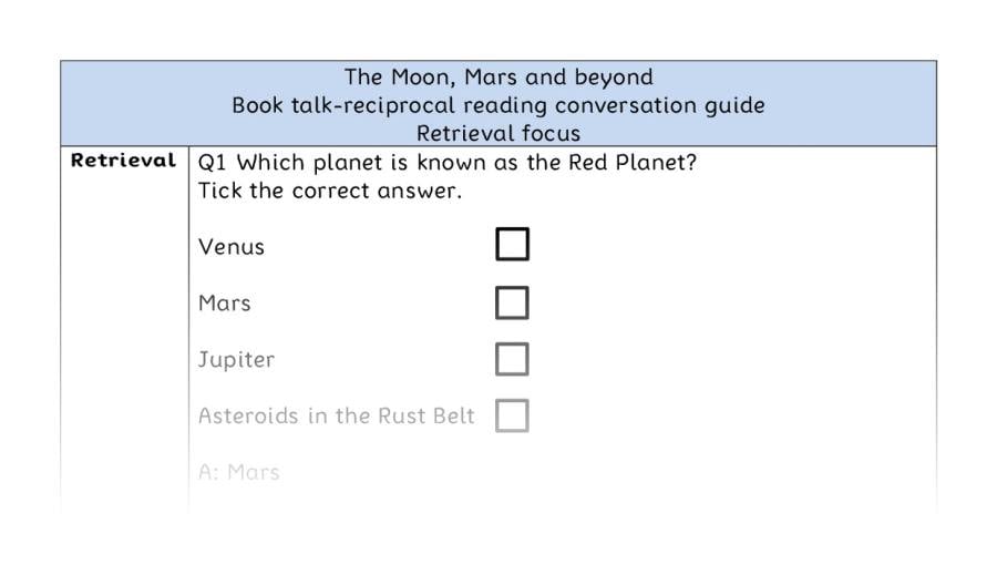 Reciprocal reading - retrieval - The Moon, Mars and beyond