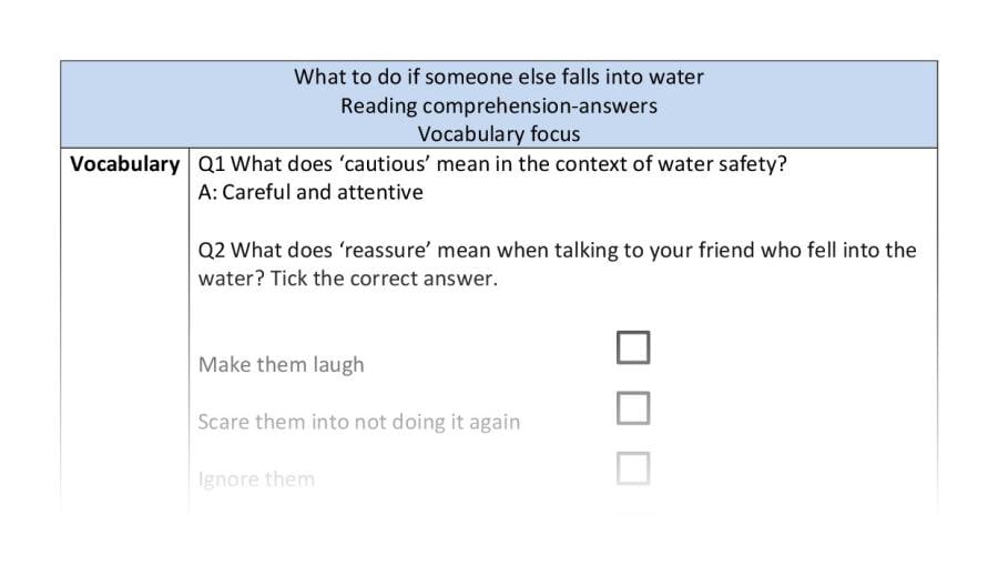 Comp-vocab-what to do if someone else falls into water - answers