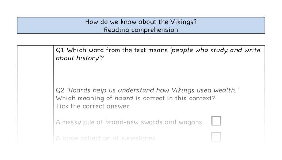 Reading comprehension - VRSIPE - How do we know about the Vikings