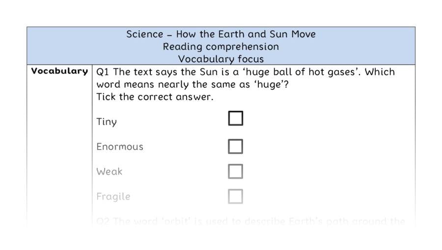 How the Earth and Sun Move - Reading Comprehension - Vocabulary Focus