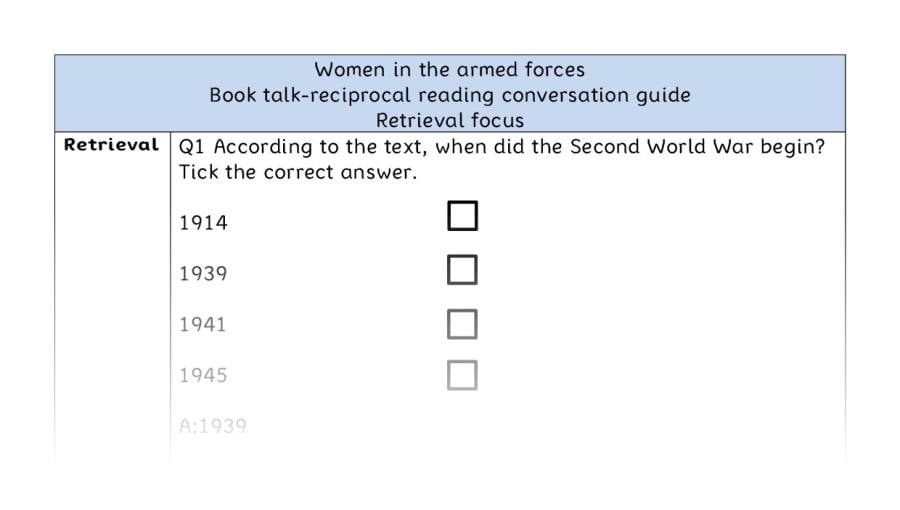 Reciprocal reading - retrieval - Women in the armed forces