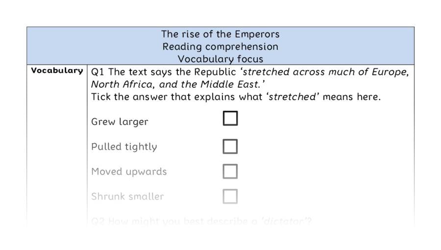 Reading comprehension - vocabulary - The rise of the Emperors