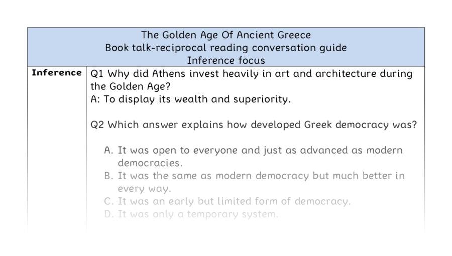Reciprocal reading - inference - The Golden Age Of Ancient Greece