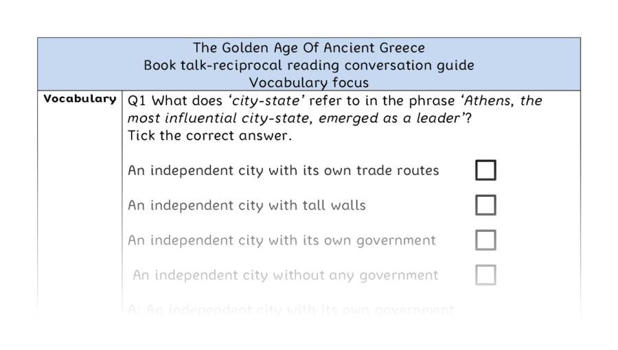 Reciprocal reading - vocabulary - The Golden Age Of Ancient Greece