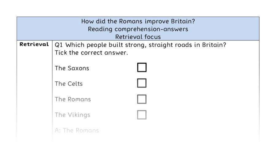 Reading comprehension - retrieval - How did the Romans improve Britain - answers