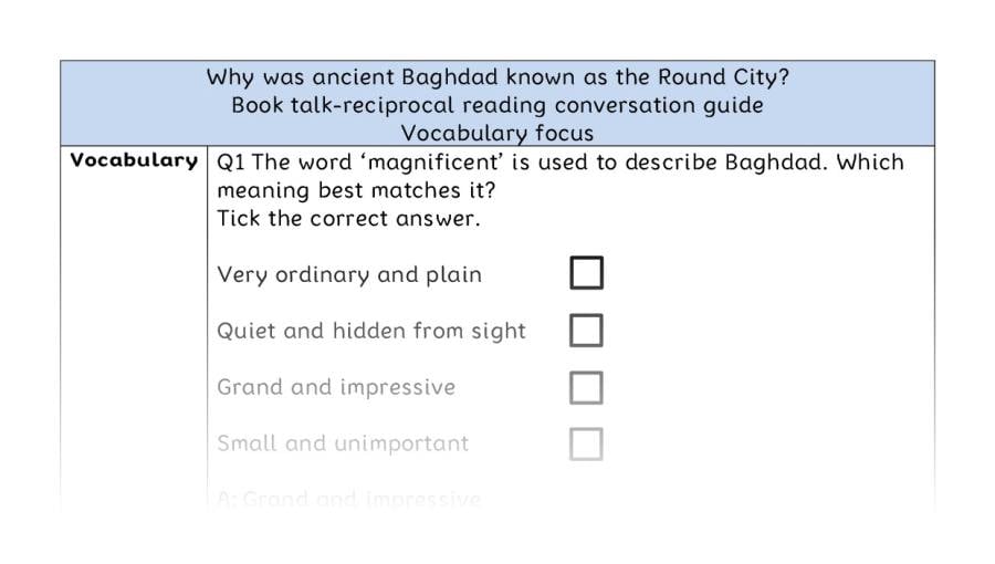 Reciprocal-vocab-Why was ancient Baghdad known as the Round City