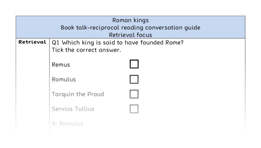 Reciprocal reading - retrieval - Roman kings