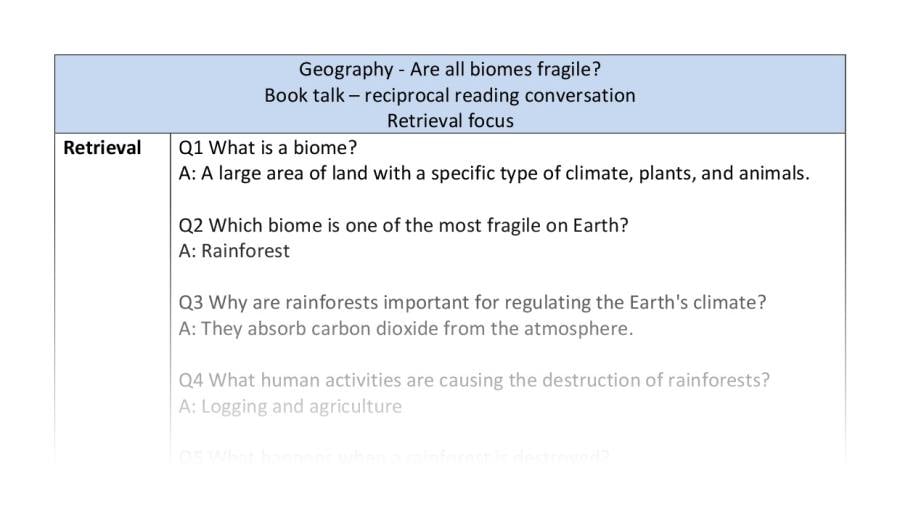 Reciprocal reading - retrieval - are all biomes fragile