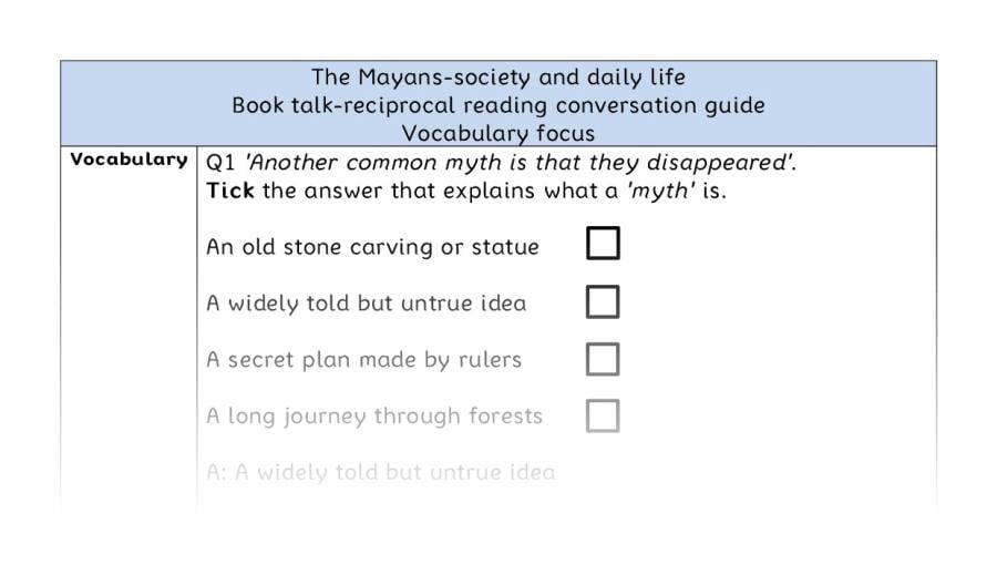 Reciprocal - vocabulary - The Mayans-society and daily life