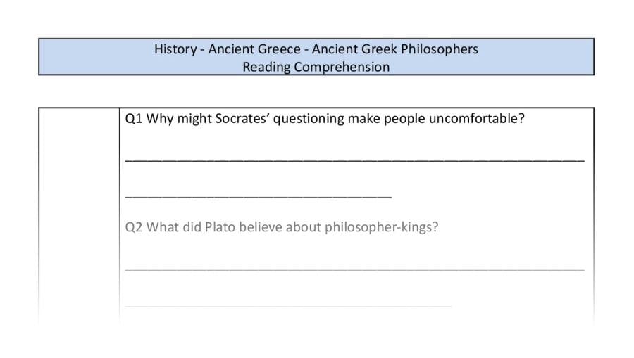 Reading Comprehension - Ancient Greek Philosophers - Inference Focus