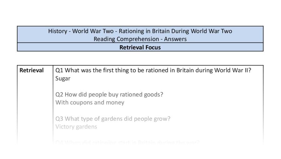 Comp - Rationing in Britain during World War Two - retrieval focus-answers