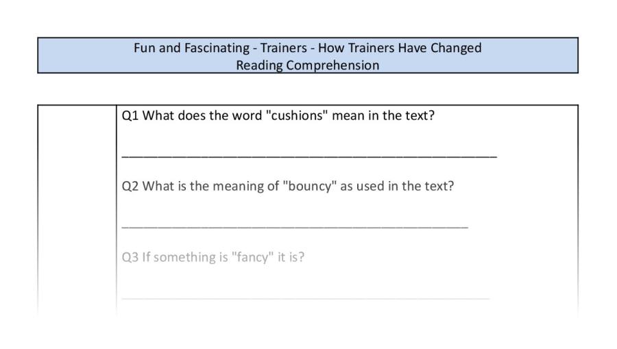 Reading Comprehension-How Trainers Have Changed-Vocabulary