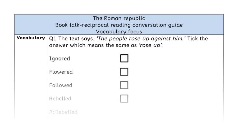 Reciprocal reading - vocabulary - The Roman republic