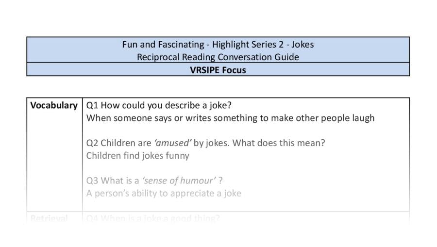 Reciprocal Reading Conversation - Jokes - Highlight Series 2 - VRSIPE Focus