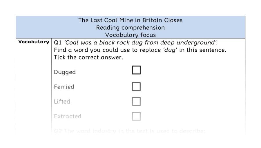 Reading comprehension - vocabulary - The Last Coal Mine in Britain Closes