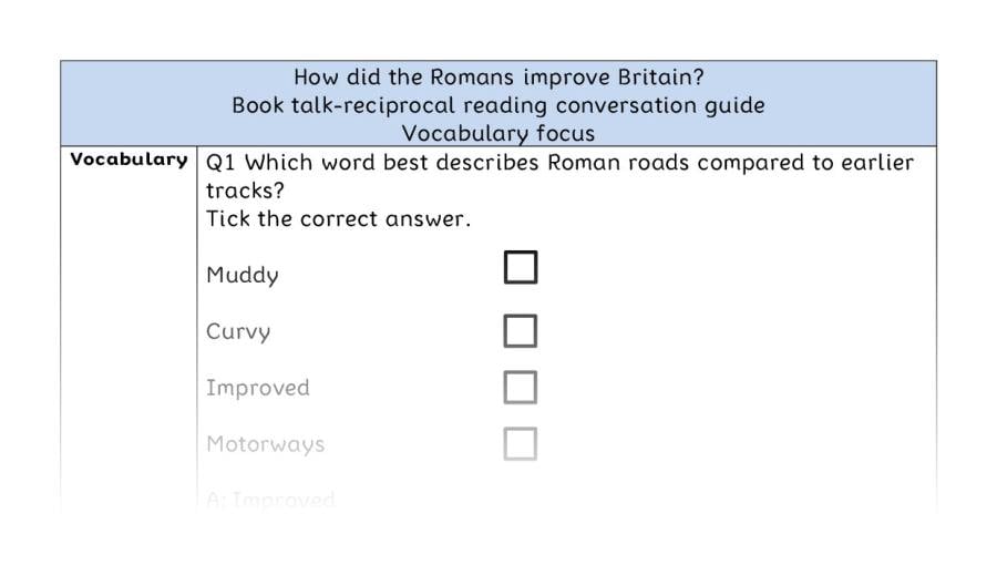 Reciprocal reading - vocabulary - How did the Romans improve Britain