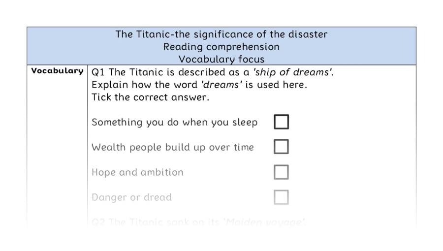Reading comp-vocabulary-The Titanic-the significance of the disaster