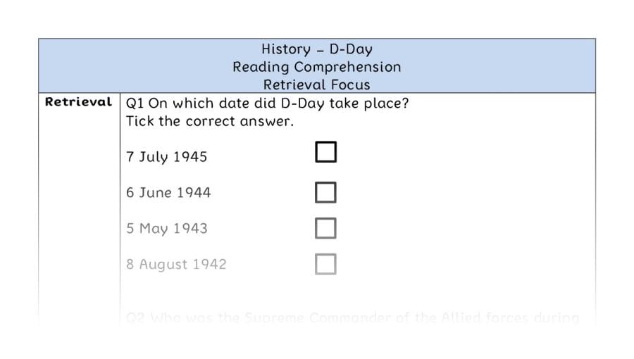 D-Day - Reading Comprehension - Retrieval Focus