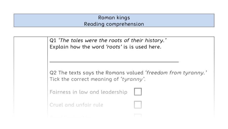 Reading comprehension - VRSIPE - Roman kings