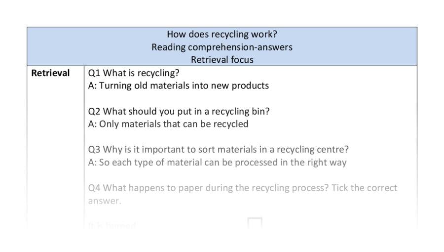 Reading comprehension - retrieval - How does recycling work