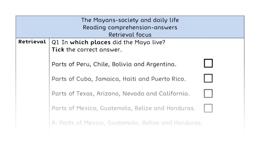 Reading comprehension - retrieval - The Mayans-society and daily life - answers