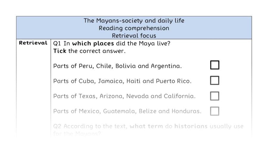 Reading comprehension - retrieval - The Mayans-society and daily life