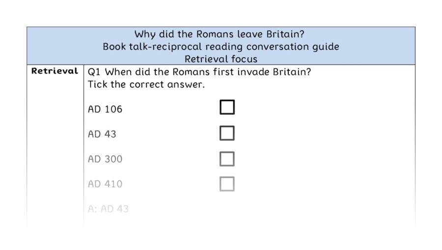 Reciprocal reading - retrieval - Why did the Romans leave Britain
