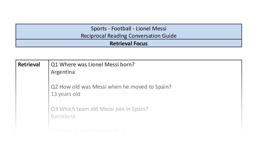 Reciprocal Reading Conversation - Lionel Messi - Retrieval Focus