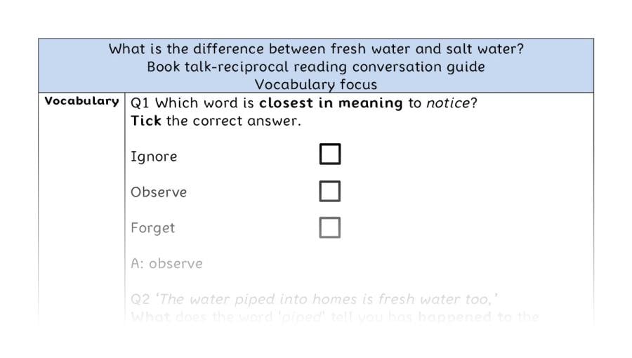 Reciprocal - vocabulary - difference fresh and salt water