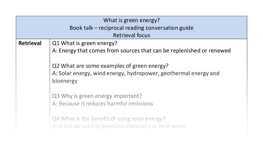 Reciprocal reading - retrieval - What is green energy