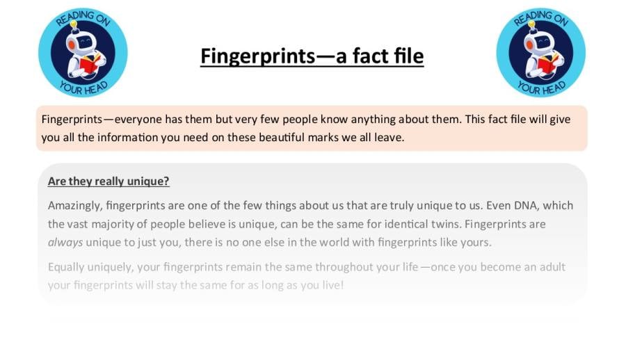 Fingerprints fact file