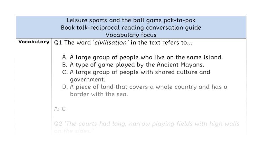 Reciprocal reading-vocabulary-Leisure sports and pok-ta-pok