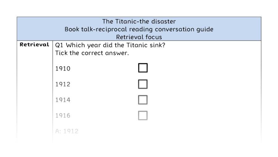 Reciprocal reading - retrieval - The Titanic-the disaster