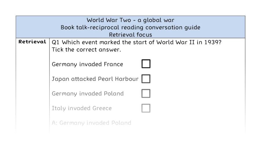 Reciprocal reading - retrieval - World War Two - a global war