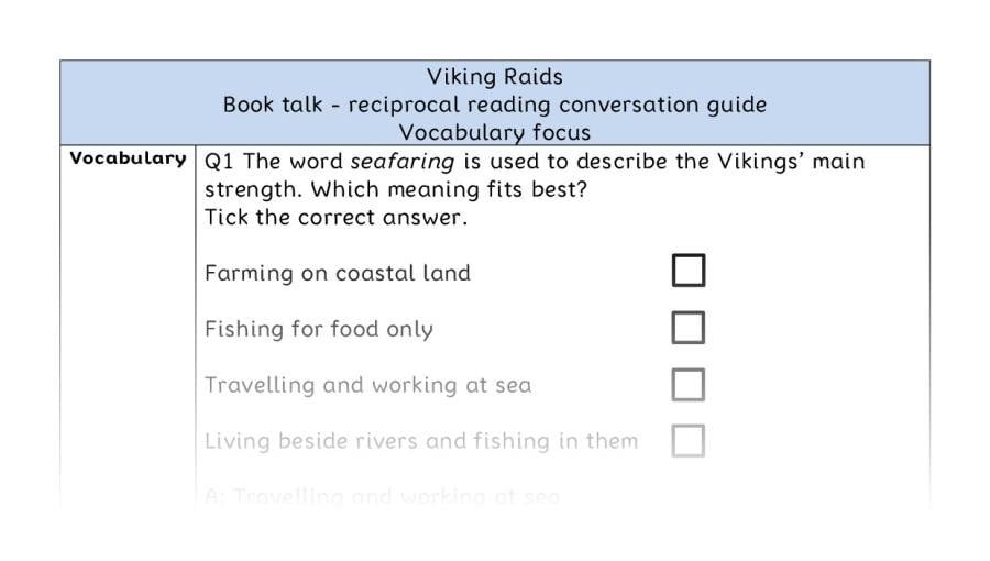 Reciprocal reading - vocabulary - Viking Raids