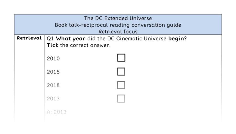 Reciprocal reading - retrieval - The DC Extended Universe