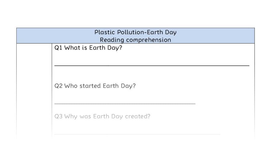 Reading comprehension-Earth Day-retrieval