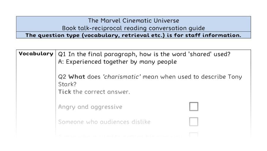 Reciprocal reading - VRSIPE - The Marvel Cinematic Universe