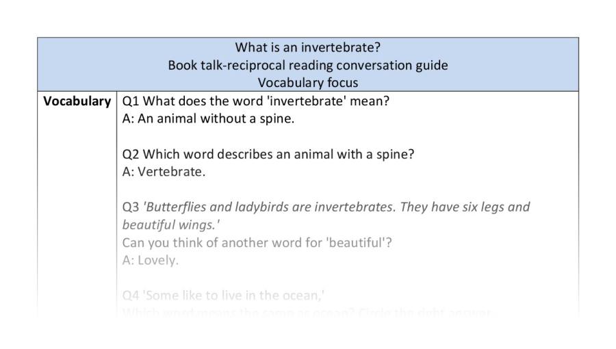 Reciprocal - vocabulary - What is an invertebrate