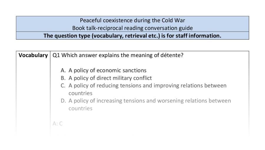 Reciprocal-VRSIPE-Peaceful coexistence during the Cold War