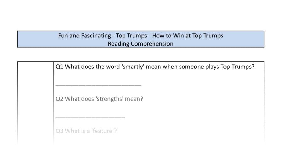 Reading Comprehension-VRSIPE-How to Win at Top Trumps