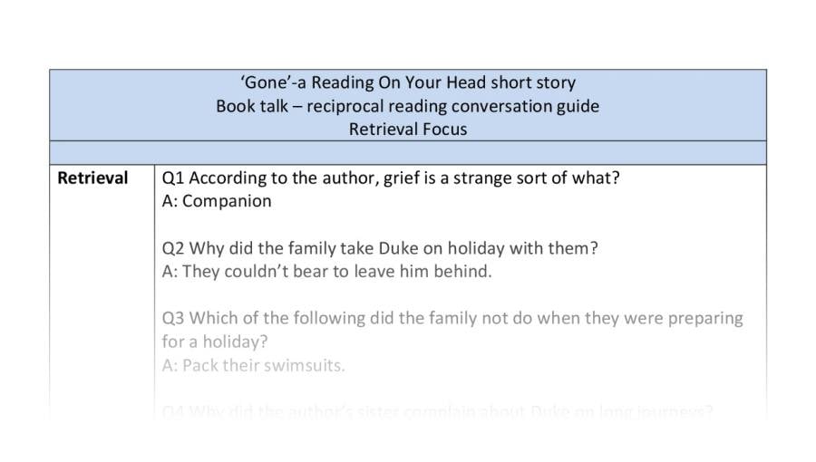 Reciprocal reading - Gone - retrieval focus