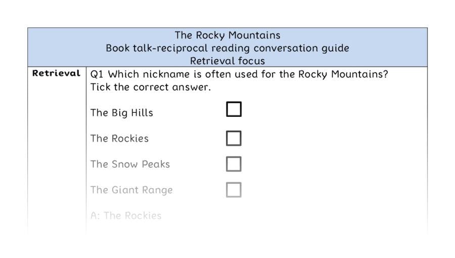 Reciprocal reading - retrieval - The Rocky Mountains