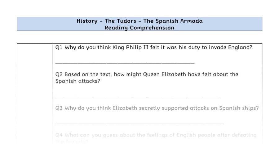 Reading Comprehension-The Spanish Armada-inference