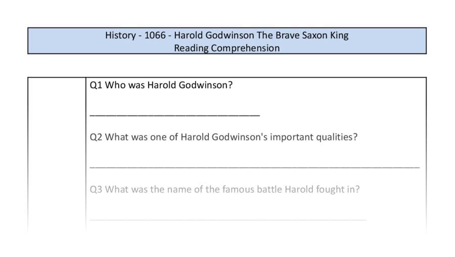 Reading Comprehension-Harold Godwinson The Brave Saxon King-retrieval