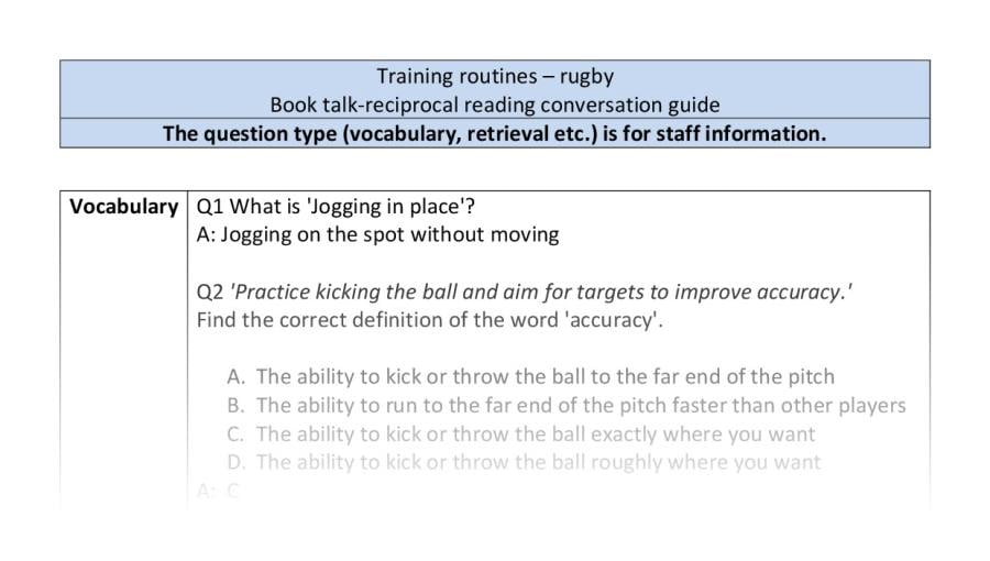 Reciprocal - VRSIPE - Training routines - rugby